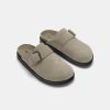 Leather clogs with buckle